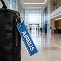 Porte-clés brodé AWELLS au design Airbus – Accessoire élégant et compact pour les navetteurs, organisateurs de bureau et essentiels de voyage