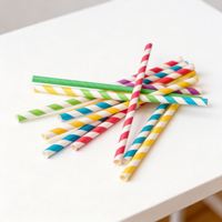 Pailles en papier jetables écologiques Lides à rayures rouges, style simple paroi, pour boissons et cola