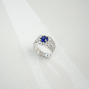 Bague de mariage classique en argent S925 avec saphir créé en laboratoire pour femmes - Product Image 2