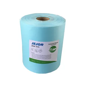 Paño de limpieza perforado de papel no tejido duradero, rollo de toallitas de celulosa de limpieza de uso industrial superabsorbente