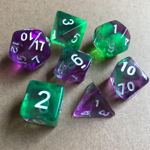 Jeu de dés polyédriques transparents bicolores personnalisés de 7 pièces en acrylique pour les jeux de société <span class=keywords><strong>Cthulhu</strong></span> & Dnd Number par Running Group - Product Image 6