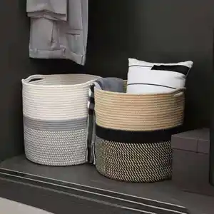 Jute Handmade Rope Basket Storage Baskets Flower Basket With Rope Handles