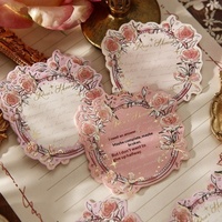 Rose Island Paket Tiga Lembar Catatan 3D Embossed Berlapis Emas Tanpa Perekat dengan Desain Latar Belakang Vintage