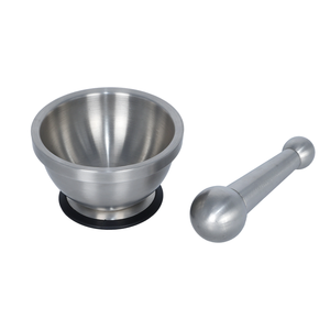 Juego de <span class=keywords><strong>Mortero</strong></span> y Maja de Acero Inoxidable de Grado Alimenticio con Base de Silicona Antideslizante, Molinillo de Especias <span class=keywords><strong>para</strong></span> Cocina, Triturador de Hierbas y Ajo - Product Image 3