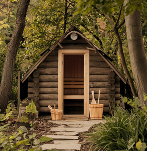 Cabaña de sauna rústica moderna para exteriores, cabina de madera a prueba de nieve con estufa <span class=keywords><strong>el</strong></span>éctrica de 6kw para calefacción de retiro de <span class=keywords><strong>bosque</strong></span> y terapia de vapor - Product Image 1