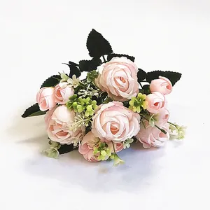 Bellissimo Bouquet Artificiale di 7 Rose a Stelo Lungo, Colori Autunnali, Piccole Rose per Decorazione Casa, Torte e Matrimoni - Product Image 6