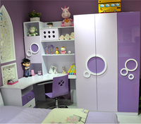 Ensemble de meubles de chambre à coucher pour enfants en MDF rose bon marché de style princesse moderne