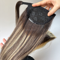 Extension de queue de cheval en cheveux naturels pour femmes européennes et américaines, longue et droite, en soie, à enrouler, qualité salon