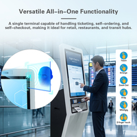 Kiosco de Autoservicio con Pantalla Táctil FHD de 23.8 Pulgadas, Lector de Códigos QR, Reconocimiento Facial e Impresora RFID para Hospitales y Centros de Bienestar