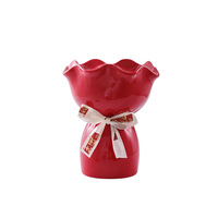 Vase en céramique pour bouquet de fleurs, style moderne et minimaliste, haut de gamme, décoratif, léger luxe, petit format, en émail coloré, pour arrangement floral