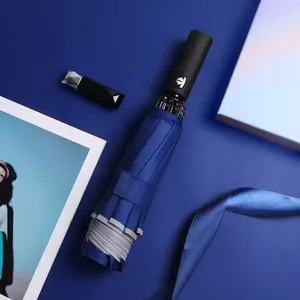 Fully <strong>Auto</strong> <strong>Close</strong> and <strong>Open</strong> Car Reverse <strong>Umbrella</strong> Reflective Three-fold <strong>Umbrella</strong> Men Business Folding <strong>Umbrella</strong> - Product Image 2