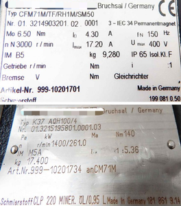 Motorreductor PLC K37 AQH1004 CFM71MTFRH1MSM50 65Nm, Control por PLC - Product Image 5