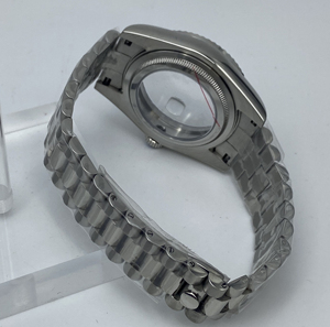 Steel band presidential <b>watch</b> <b>case</b> in gold and silver, 39mm solid stainless steel folding <b>watch</b> chain, <b>watch</b> accessory - Product Image 2