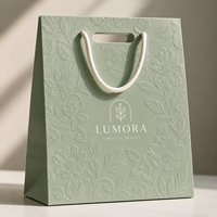 Sac d'emballage cadeau de luxe haut de gamme en papier kraft gaufré marron recyclable pour gâteaux, impression numérique, vernis sélectif UV