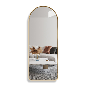 Sang Trọng Hiện Đại Thêm Vòm Lớn Đầy Đủ Cơ Thể Chiều Dài Sàn Kính Gương Kim Loại Đóng Khung Mặc Quần Áo Treo Tường Gương Màu Đen Trang Trí - Product Image 5