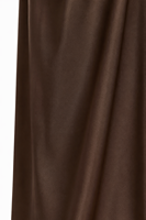 Pantalon Palazzo Plissé Taille Haute en Satin pour Femme, Coupe Large, Nœud Devant, Marron Chocolat, Style Habillé Décontracté, OEM