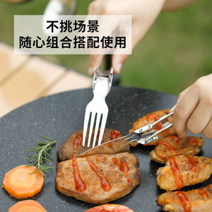 Ensemble de couverts pliants d'extérieur en acier inoxydable 304, kit portable de camping avec cuillère, fourchette, couteau et baguettes, style simple - Product Image 2