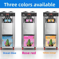 Machine à crème glacée commerciale automatique à trois têtes verticales en acier inoxydable 1300W pour chariots mobiles, cafés, extérieur