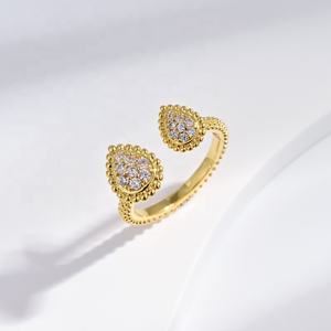 แหวนผีเสื้อชุบทอง 18k เงินแท้ 925 ราคาโรงงาน เครื่องประดับคุณภาพดี ขายส่ง แหวนเพชรซิร์โคเนียทรงหยดน้ำ ปรับขนาดได้ - Product Image 1