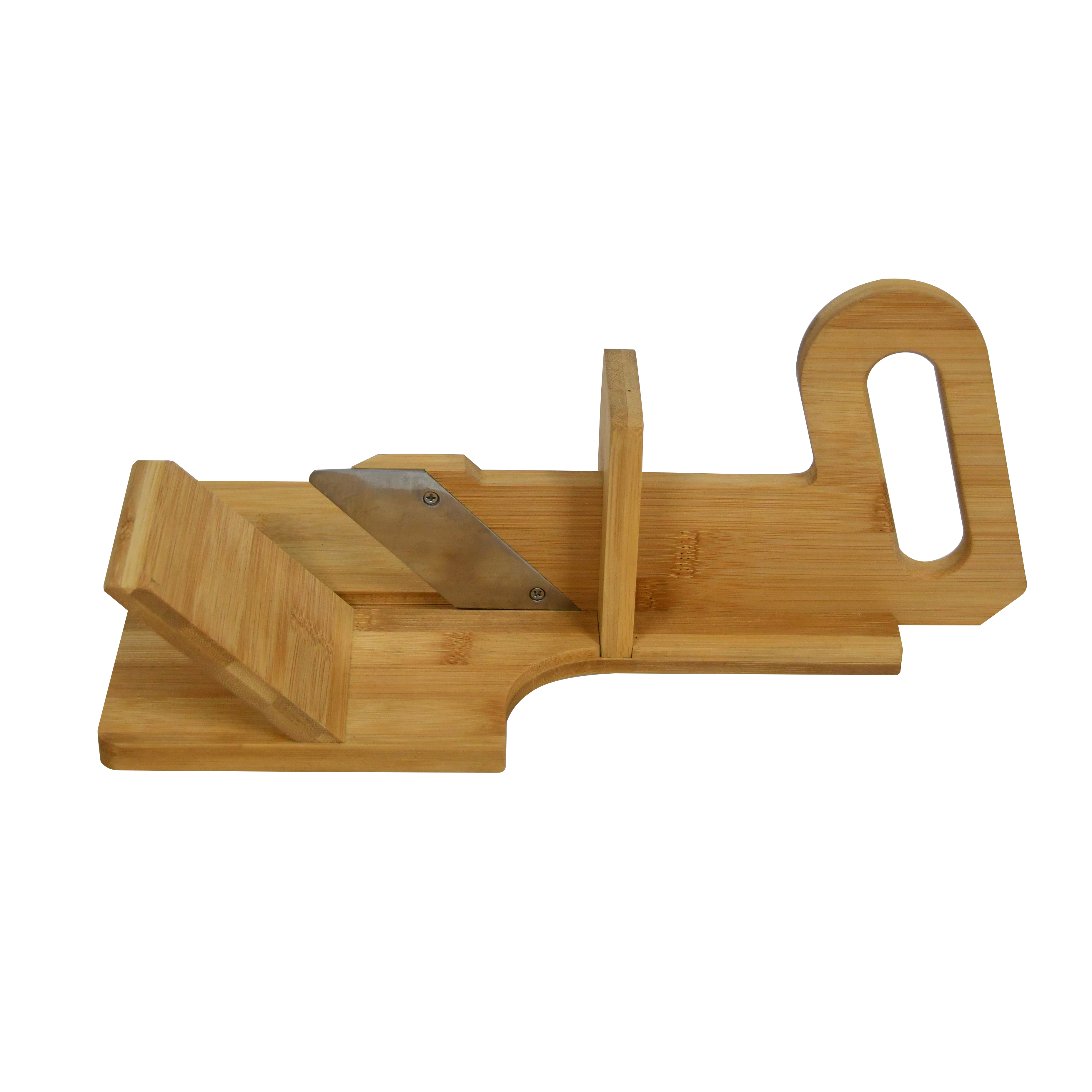 Bamboo Sausage, Deli and Salami Slicer (Guillotine) with Stainless Steel Blade,Wood Manual Meat Biltong Beef Jerky Cutter