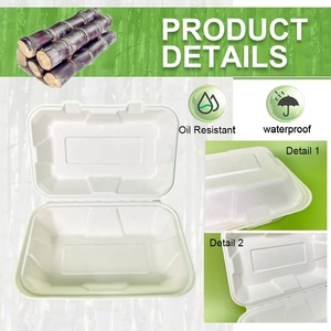 Túi Mang Đi Dùng Một Lần Thân Thiện Với Môi Trường Hộp Thức Ăn Nhanh Mang Đi Túi Mía 9*6 Phân Hủy Sinh Học Hộp Cơm Bento - Product Image 4