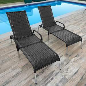 Kit MRDDECORA 2 chaises longues en <span class=keywords><strong>bambou</strong></span> inclinables Madrid (Noir) - Product Image 2