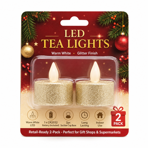Lot de 2 bougies chauffe-plat LED scintillantes, sans flamme, à lumière jaune chaude vacillante, avec piles CR2032, pour la décoration de fêtes de Noël - Product Image 5