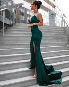 <span class=keywords><strong>Robe</strong></span> de soirée <span class=keywords><strong>longue</strong></span> sirène verte sexy bon marché de haute qualité pour femmes - Product Image 3