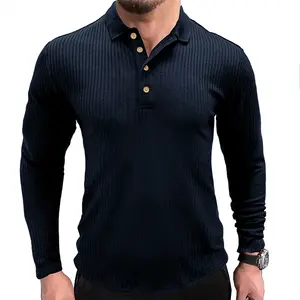 Top Quality Custom Made Pesado Tecido camisa Dos Homens do polo de Manga Comprida De Rugby