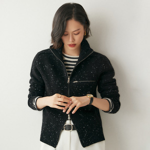 Maglione <span class=keywords><strong>donna</strong></span> personalizzato in lana Cashmere invernale a maniche lunghe lavorato a maglia a collo alto a due vie <span class=keywords><strong>Cardigan</strong></span> in Cashmere da <span class=keywords><strong>donna</strong></span> - Product Image 5