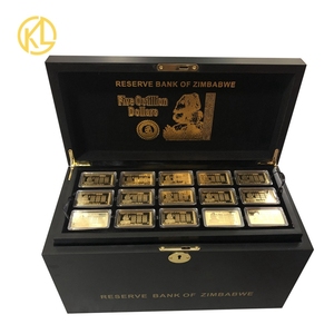 270 pièces de lingots de fer métalliques, couleur <span class=keywords><strong>or</strong></span> du Zimbabwe, plaqués, pièces carrées avec certificats dans une belle boîte - Product Image 1