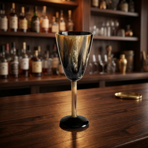 Handmade Horn Wine Glass Solid/Logo Pattern Gold Plated Large Capacity <b>Vintage</b> Design for Adults Party Wedding Home Office Use - Product Image 1