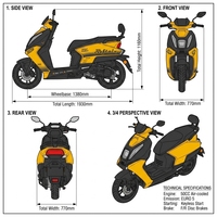 Nouveau Scooter à Essence 50CC Tendance 2026 Jaune & Noir Euro 5 avec Démarrage sans Clé Certifié DOT/EPA Freins à Disque