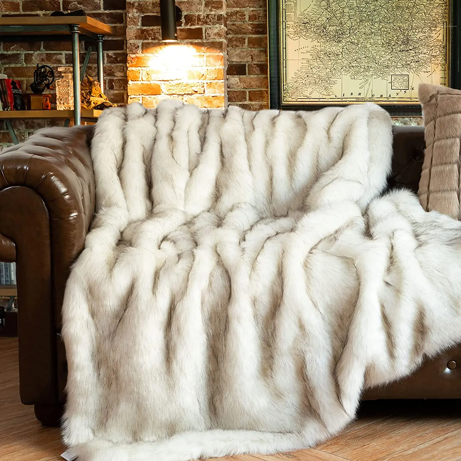 Sofá cama decorativo para el hogar, manta de lujo con piel de imitación de zorro contemporáneo, manta de piel sintética teñida, 60x80 pulgadas