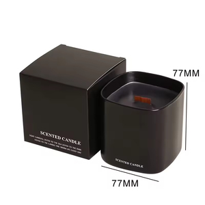 เทียนหอมกลิ่นหลากหลายในขวดแก้วทำมือสีเข้มสุดหรู พร้อมไส้เทียนไม้และขี้ผึ้งถั่วเหลือง ตกแต่งบ้านสวยงาม เหมาะสำหรับเป็นของขวัญ - Product Image 3