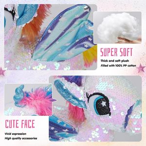 스팽글 유니콘 봉제 장난감 양면 색상 변경 모피 베개 소녀를위한 귀여운 생일 선물 - Product Image 4