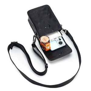 Bolso cruzado de cuero genuino para hombre, color negro sólido, duradero, informal, para exteriores, primavera 2023 - Product Image 5