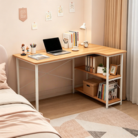 Bureau d'ordinateur moderne en bois avec étagère intégrée, table d'étude et d'écriture