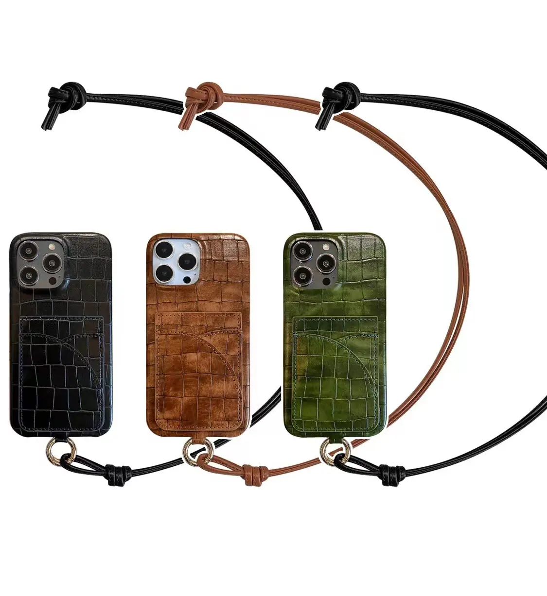 Новый Европейский Американский рисунок крокодиловой кожи iPhone15pro Max чехол для телефона 11/13P ремешок три упаковки из полиуретанового материала