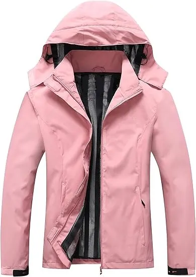 2024 jaqueta leve impermeável para mulheres, jaqueta de chuva leve com capuz para caminhadas, corta-vento estilo clássico