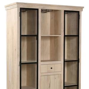 Armario de madera de la mejor calidad con 2 puertas de vidrio, armario grande con acabado blanco TC, material de madera de mango, muebles a precio de mayoreo. - Product Image 1
