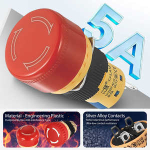 Ijia LA16-D आपातकालीन स्टॉप स्विच 16 मिमी लाल प्लास्टिक मशरूम सिर बटन 5 अम्रेन्ट 1nc और 2nc संपर्क विन्यास - Product Image 2