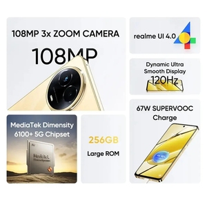 Versión Global <span class=keywords><strong>Realme</strong></span> 11 <span class=keywords><strong>5G</strong></span>, Procesador Dimensity 6100+, Cámara de 108MP, Carga Supervooc de 67W, Pantalla de 6.<span class=keywords><strong>7</strong></span>'' y 120Hz, Teléfono con 8GB+256GB - Product Image 3