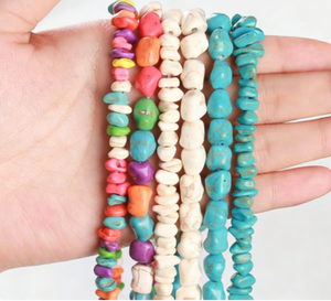 Perles <span class=keywords><strong>en</strong></span> pierre turquoise bleue concassée de forme libre Jing Suo pour la création de bijoux faits main DIY - Product Image 1