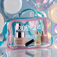 Trousse de toilette de bain de fitness transparente en PVC personnalisable avec poignée à fermeture à glissière étui cosmétique pour femmes couleurs holographiques