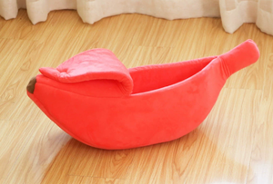 겨울 솔리드 패턴 바나나 모양 애완 동물 침대 애완 동물을위한 따뜻한 반 밀폐 고양이/개/햄스터 하우스 잠자는 매트 - Product Image 6