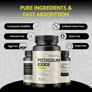 Kalium Jod Tablette 130mg pro Portion Kalium Lodid Pillen 120 Tabletten Nahrungs ergänzungs mittel Immunität & Schilddrüse Unterstützung - Product Image 3