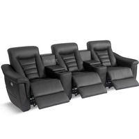 Vente en gros de fauteuil de cinéma maison en cuir Napa noir sofa de cinéma privé VIP console avec fauteuil inclinable électrique et meubles de massage