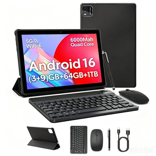 B10 Factory Wholesale 10.1 Inch 12GB RAM 64GB ROM Android 16 WiFi Tablet PC with Keyboard Mouse and Touch Pen Tableta Tablette