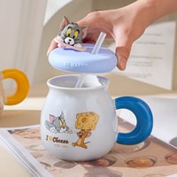 500ML vente en gros créatif mignon dessin animé Snoopys tasse à café en céramique avec couvercle et paille pour cadeau